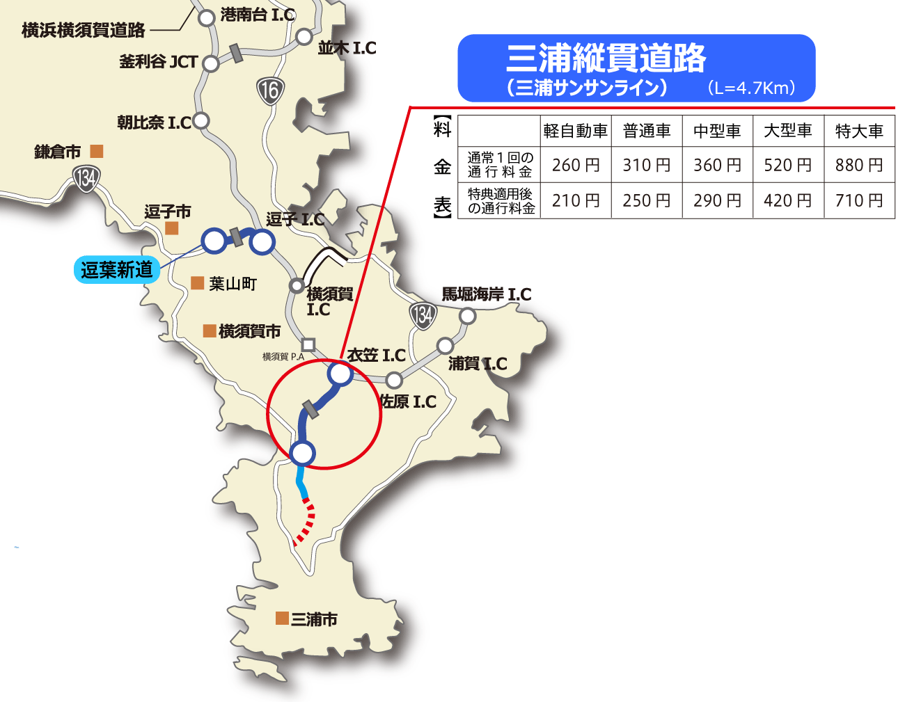 三浦縦貫道路位置図